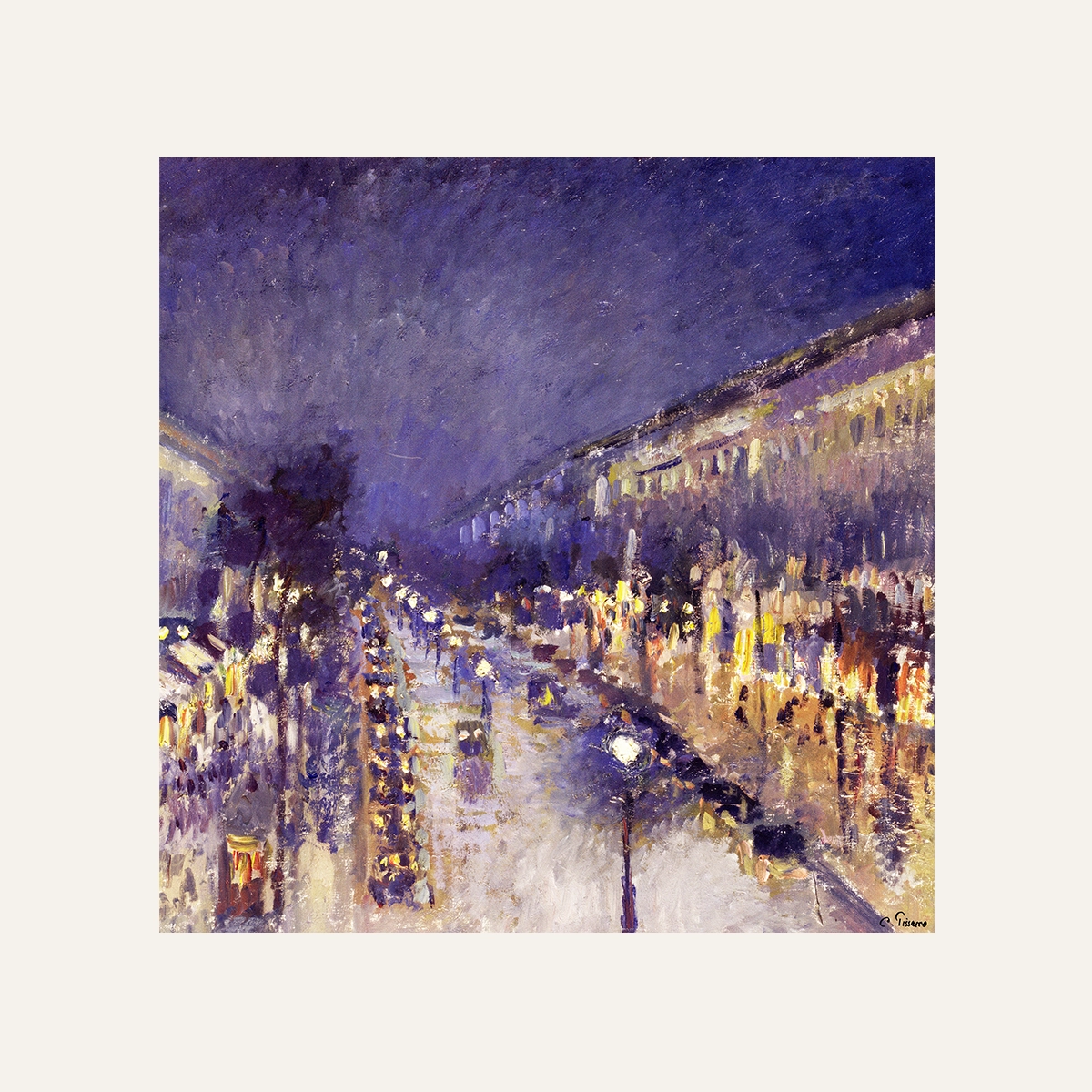 Carré 70 Pissaro - Le Boulevard Montmartre, la nuit effet du soir