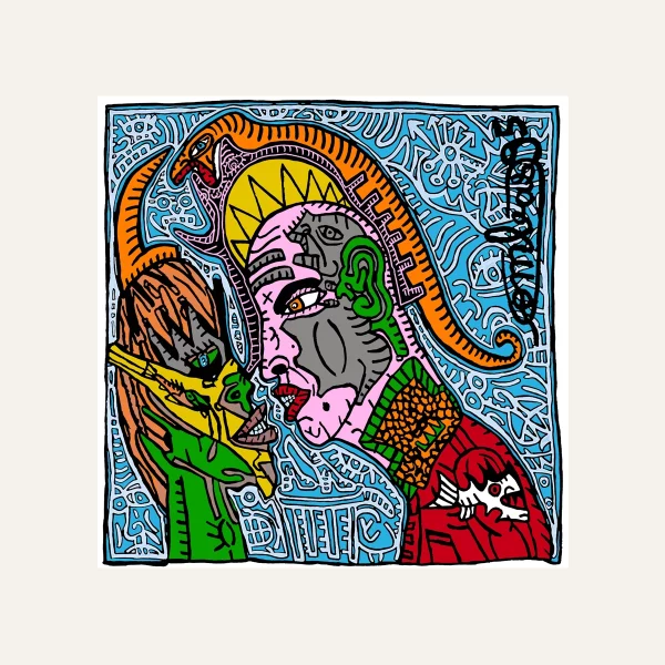 Square silk scarf with Combas artwork – Psychopatex Couple