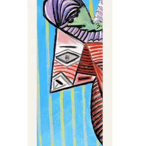 Echarpe 140 Picasso - Buste de femme au chapeau rayé