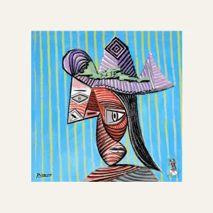 Carré 90 Picasso - Buste de femme au chapeau rayé