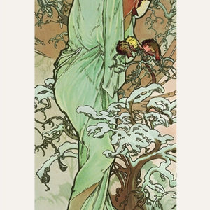 Foulard, écharpe de soie Mucha, Hiver