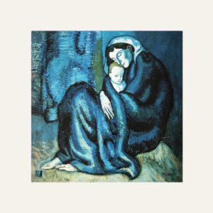 Carré en soie Picasso – Mère et enfant, période bleue